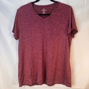 Real Essentials Burgundy Heathered Activewear Top Relaxed T-Shirt Size XL